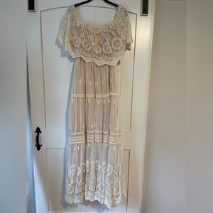 VICI Ivory Lace Off-Shoulder Bohemian Gown